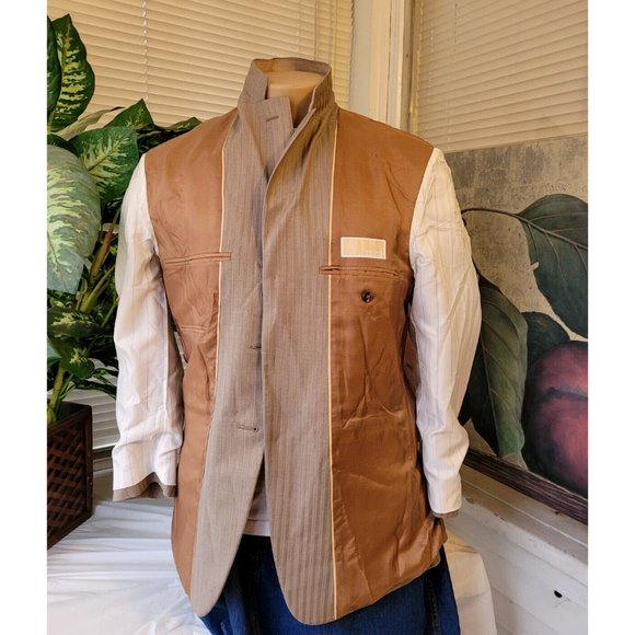 Michael Kors Men's 36S Sport Coat Jacket 100% Wool Beige 3-Button/Two-Vent B536 - Picture 5 of 12